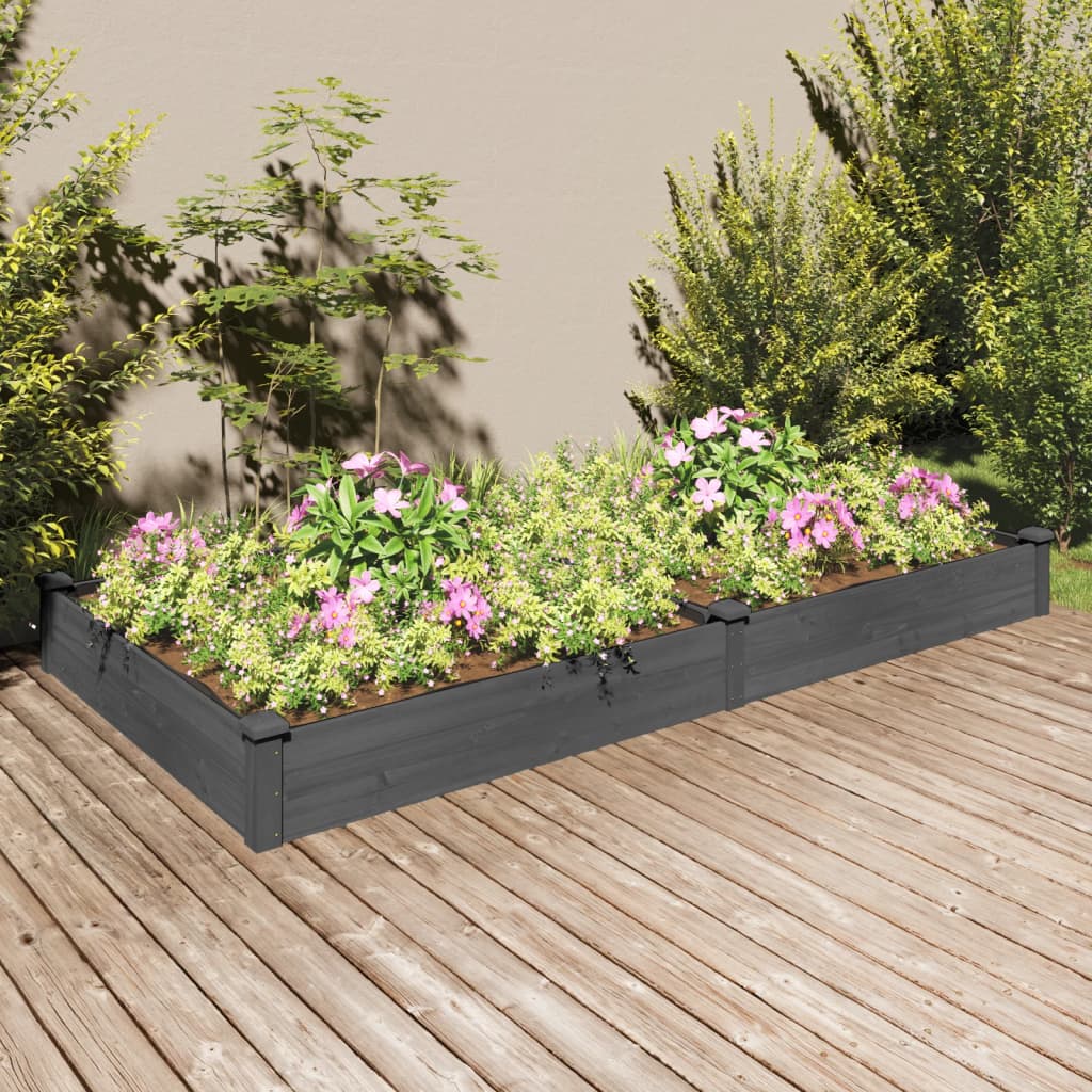 Hochbeet mit Einsatz Grau 120x45x25 cm Massivholz Tanne