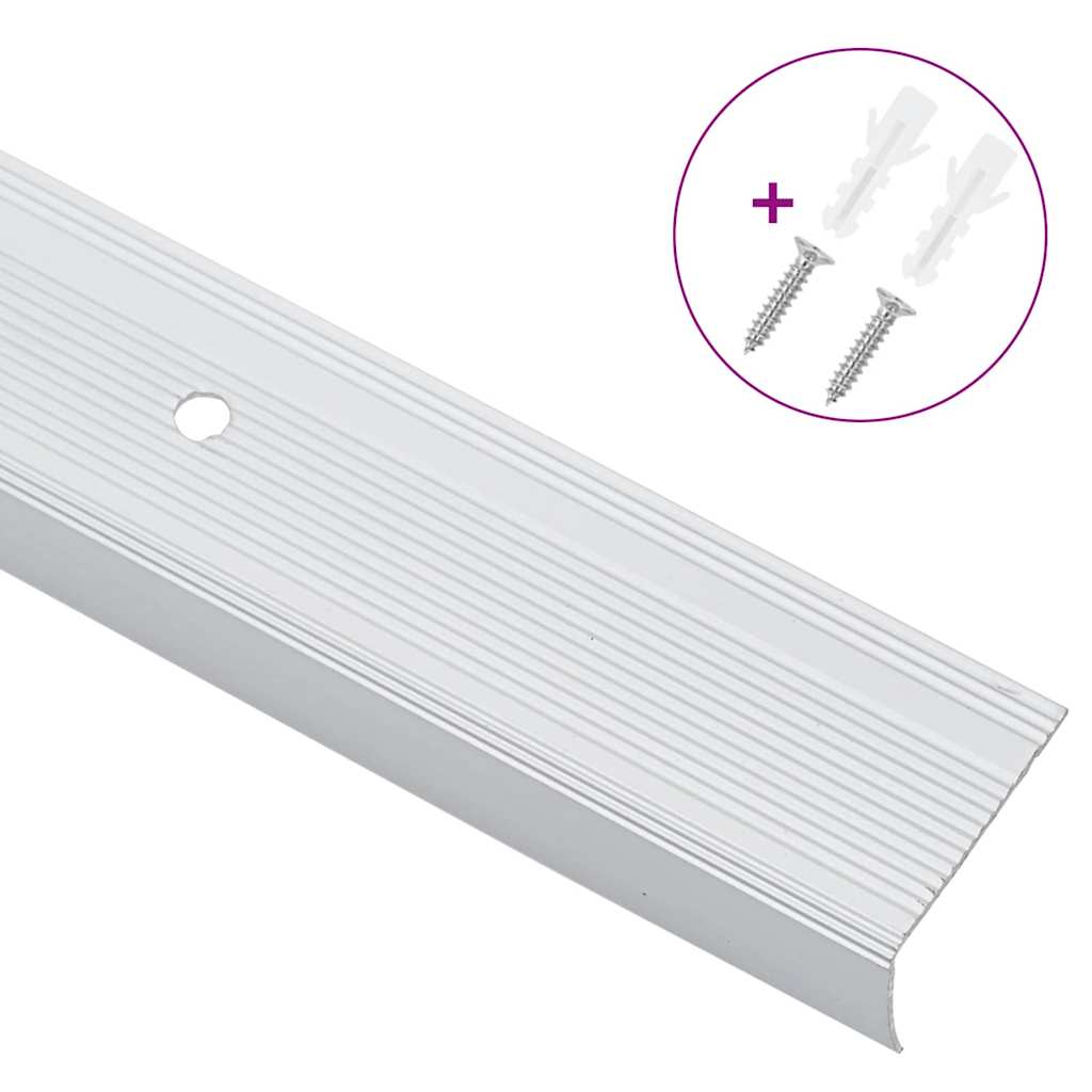 Treppenkantenprofile in L-Form 15 Stk. Aluminium 90 cm Silbern