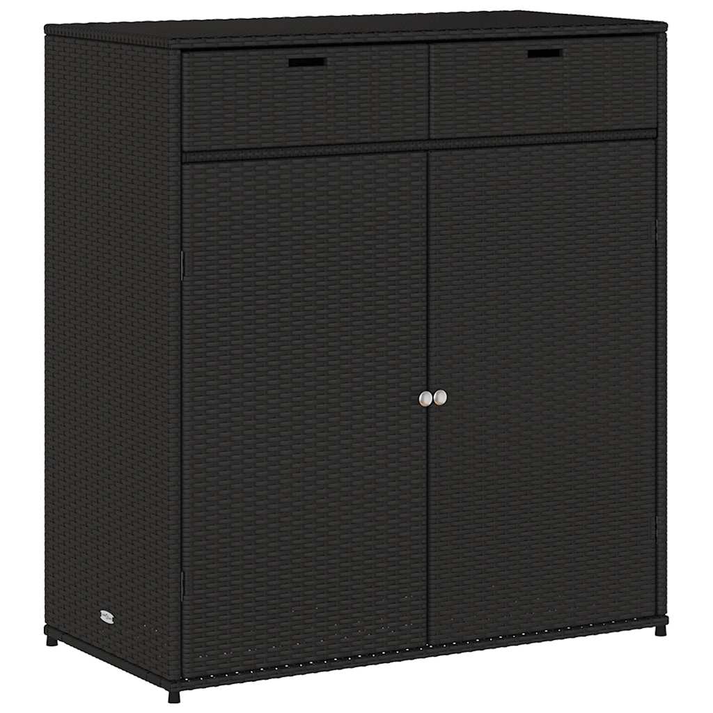Gartenschrank Schwarz 55x55x111 cm Poly Rattan