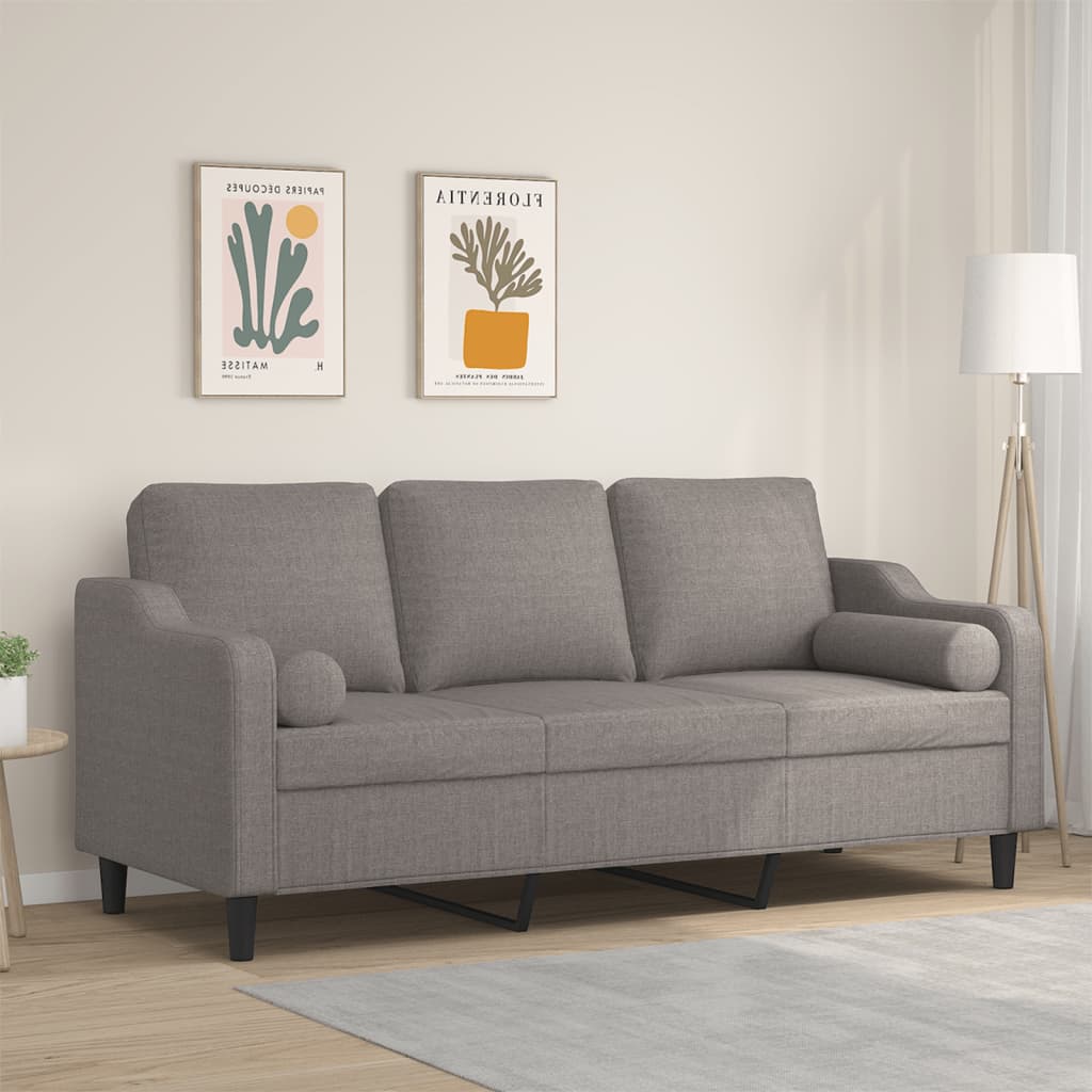 2-Sitzer-Sofa mit Zierkissen Braun 120 cm Stoff