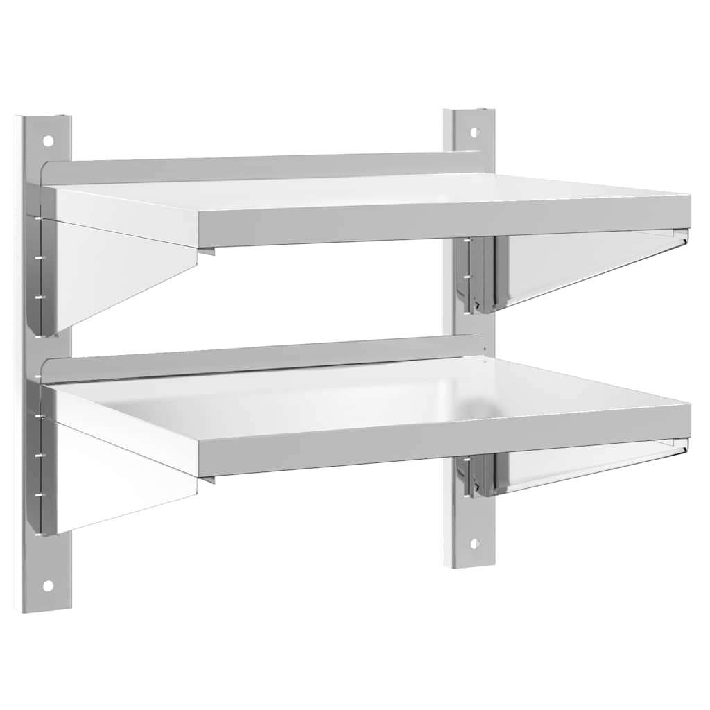 Wandregal mit 2 Böden 100x40x60 cm Silbern Edelstahl