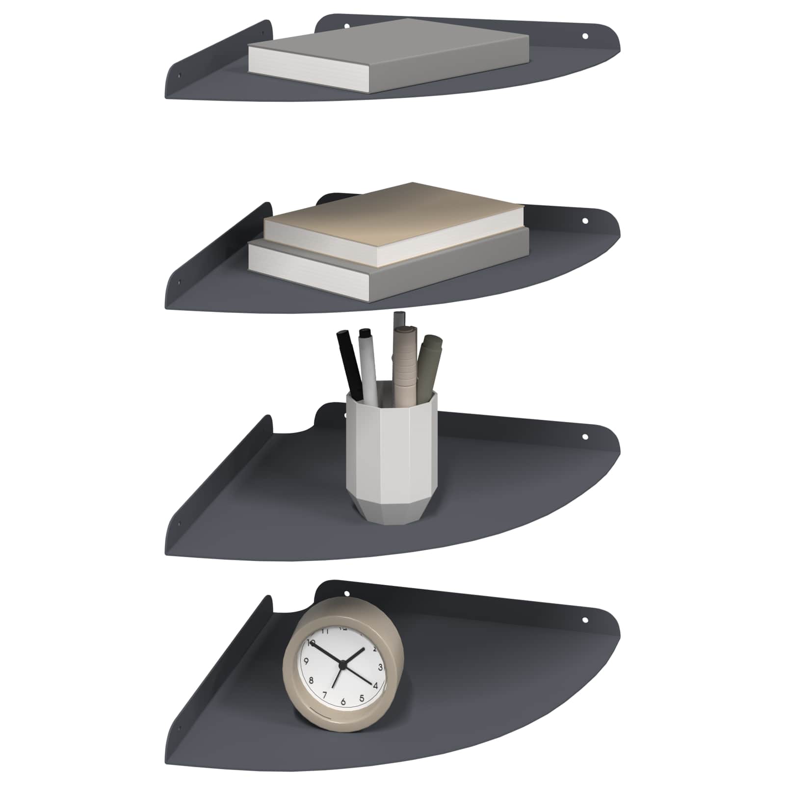 Schwebendes Regal mit Regal 2 pcs Schwarz 15 x 15 x 2 cm