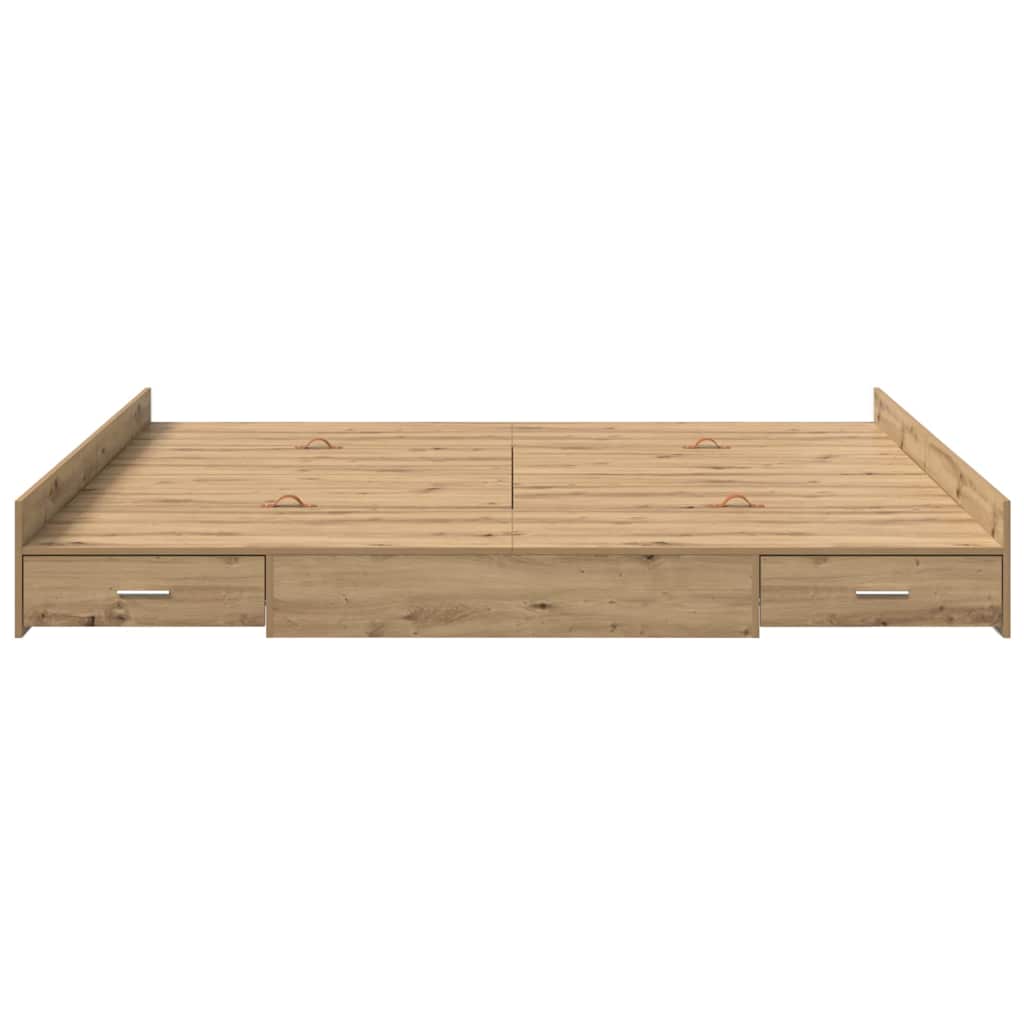 Aufbewahrungsbettgestell Weiß 200 x 200 cm Holzwerkstoff