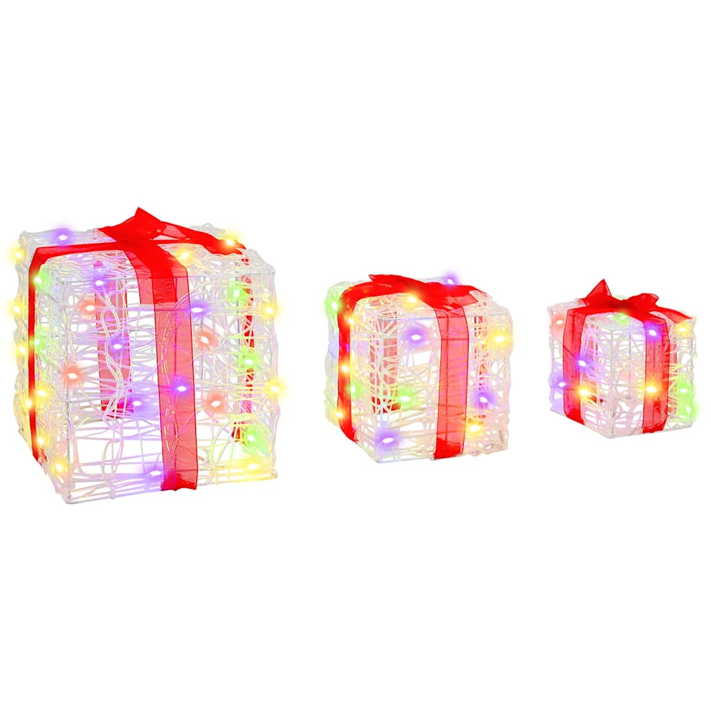 Geschenkbox mit 60 LEDs 3 pcs Warmweiß 20 x 20 x 20 cm Acryl