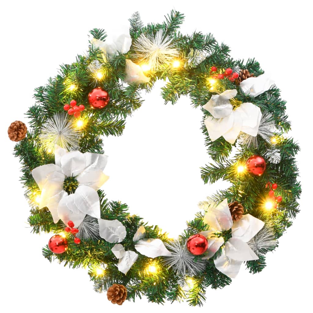 Weihnachtskranz mit LED-Lichtern Grün 60 cm PVC