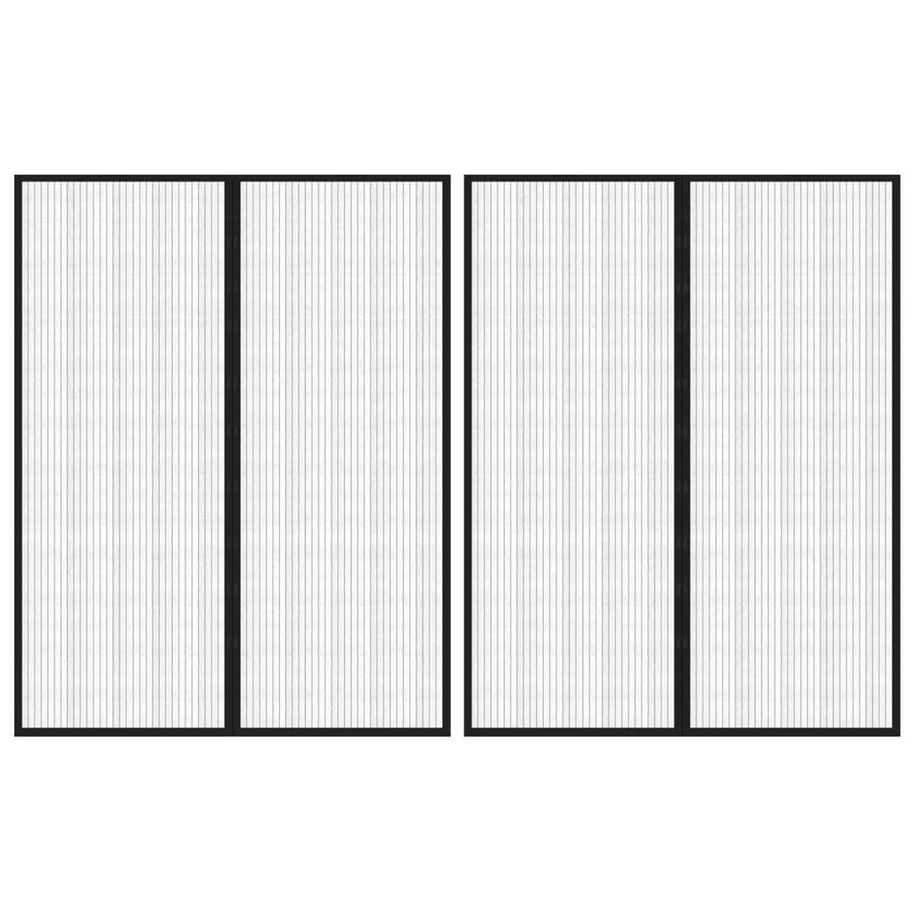 Fliegengitter-Türvorhänge 2 Stk. Magnet Schwarz 200x80 cm