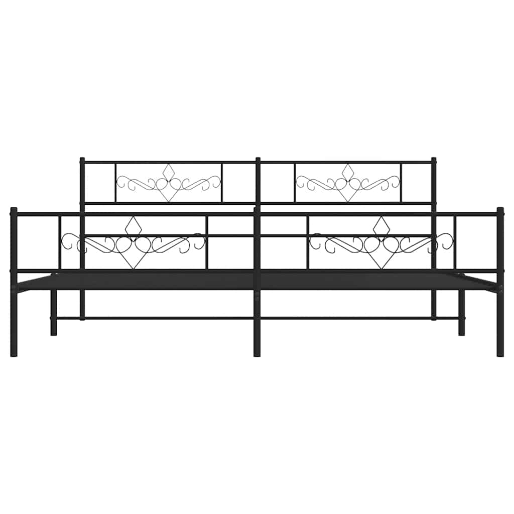 Bettgestell mit Kopfteil Metall Schwarz 100x190 cm