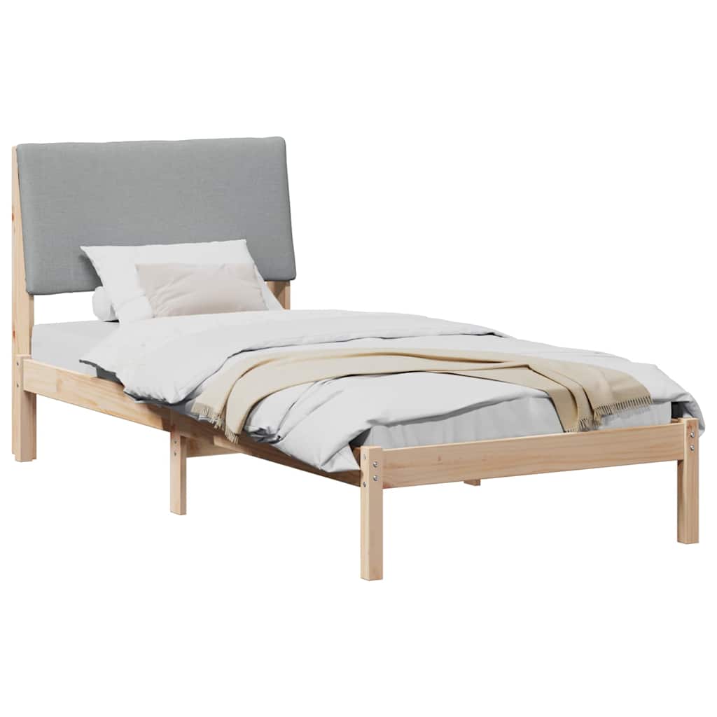 Bettgestell Braun und hellgrau 200 x 200 cm Massivholz Kiefer