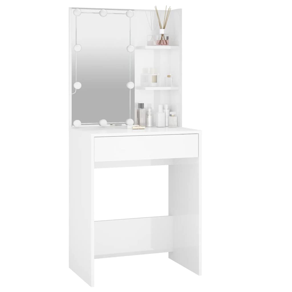 Schminktisch mit LED Weiß 60x40x140 cm