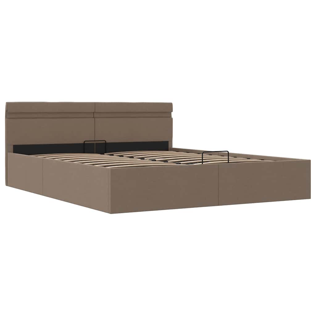 Bett mit Bettkasten Hydraulisch LED Dunkelgrau Stoff 90x200 cm