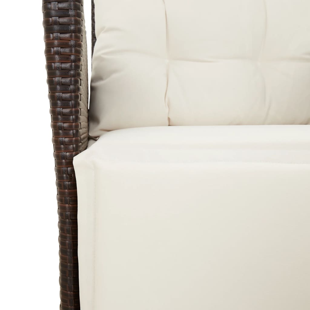 Gartensessel Verstellbar mit Kissen Schwarz Poly Rattan