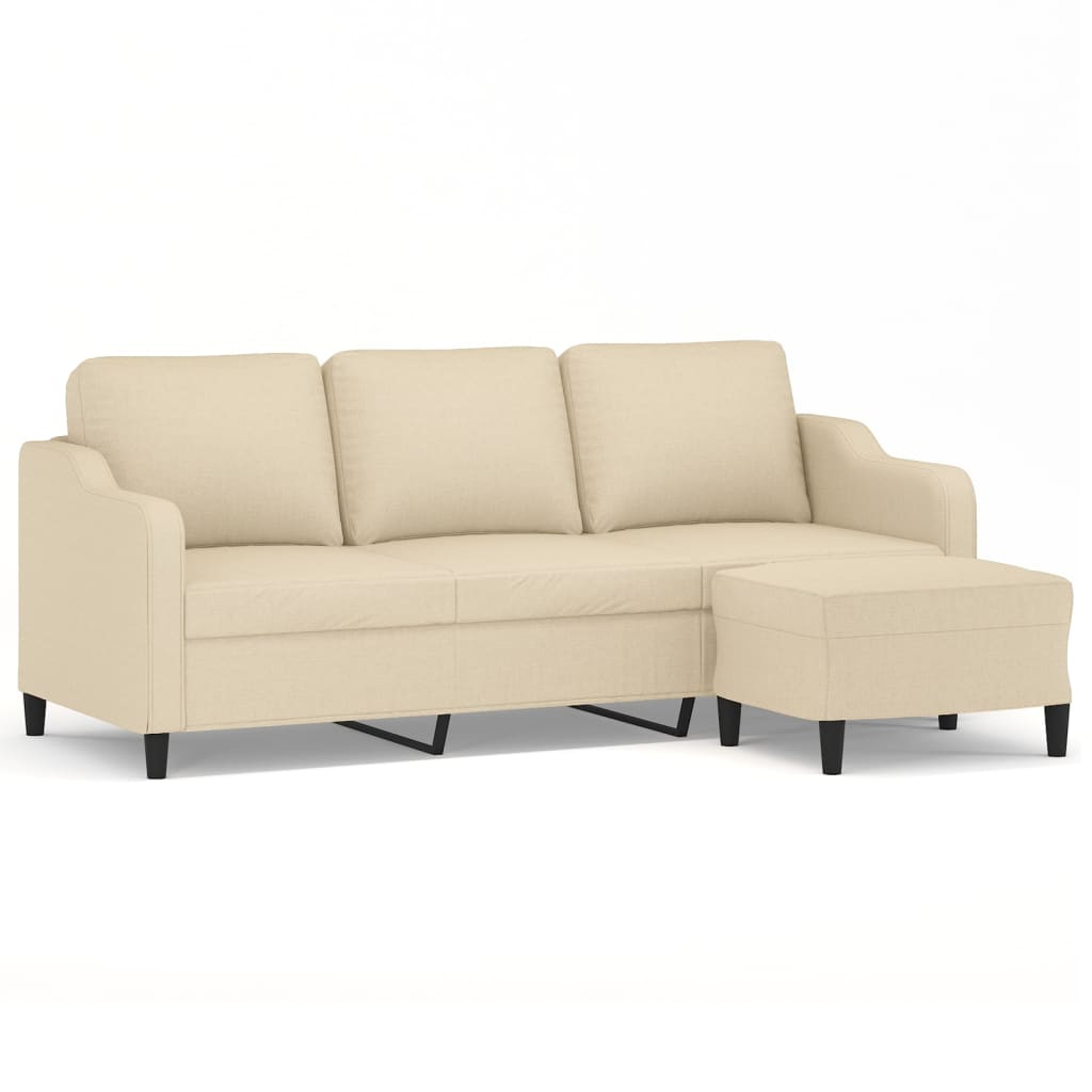 3-Sitzer-Sofa mit Hocker Braun 180 cm Stoff