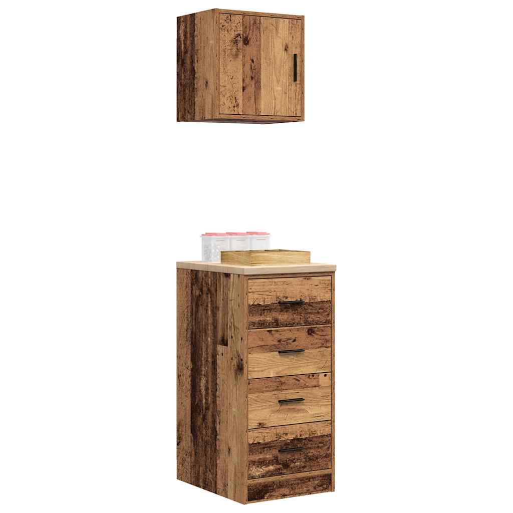 Garagenschränke 2 Stk. Schwarz Holzwerkstoff
