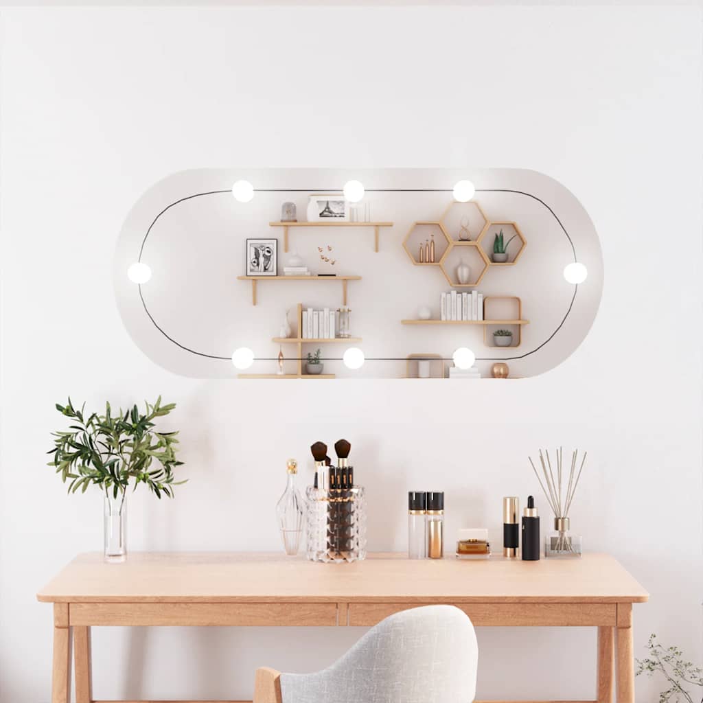 Spiegel mit LED-Leuchten 60x30 cm Glas Oval