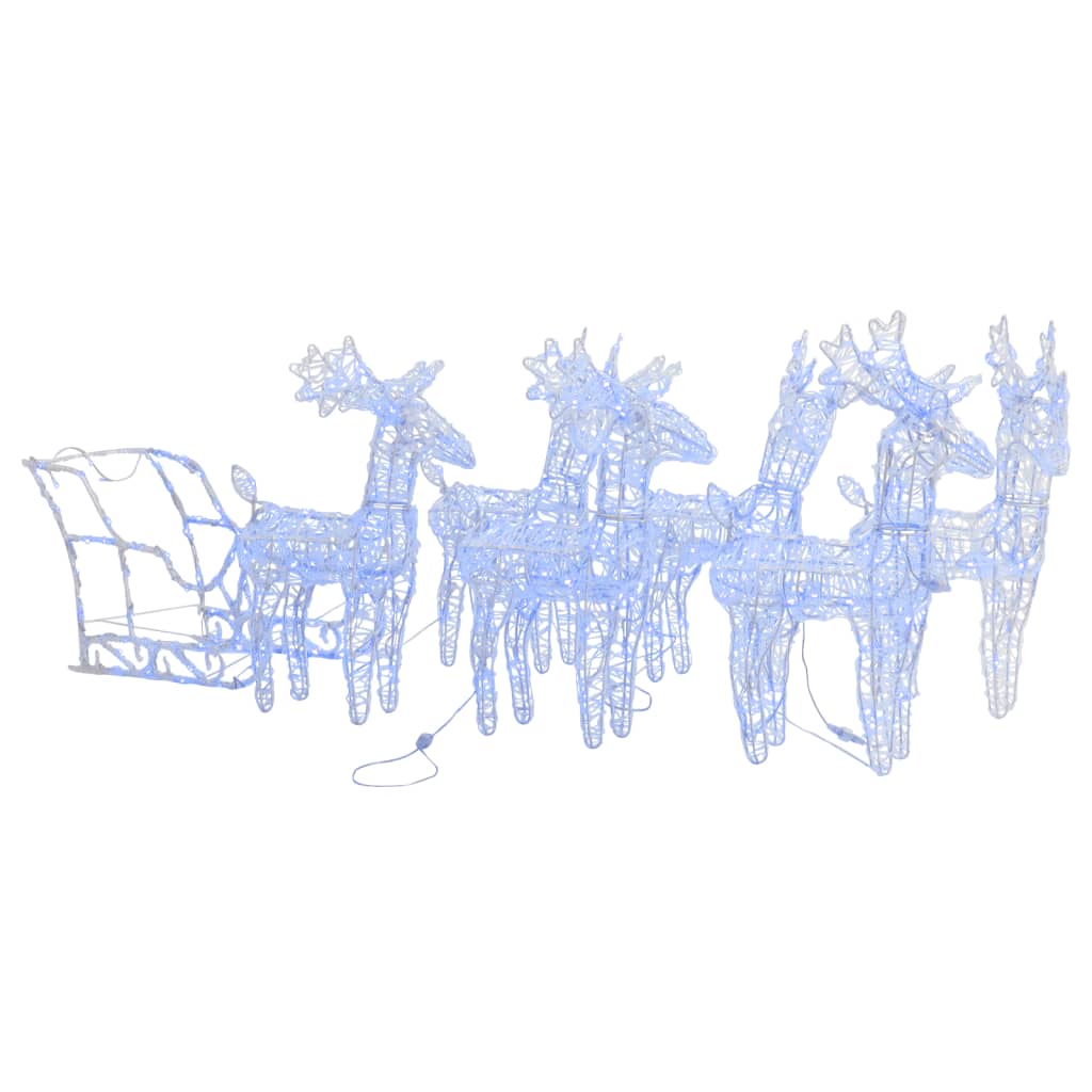 Rentiere & Schlitten Weihnachtsdekoration 160 LEDs 130 cm Acryl