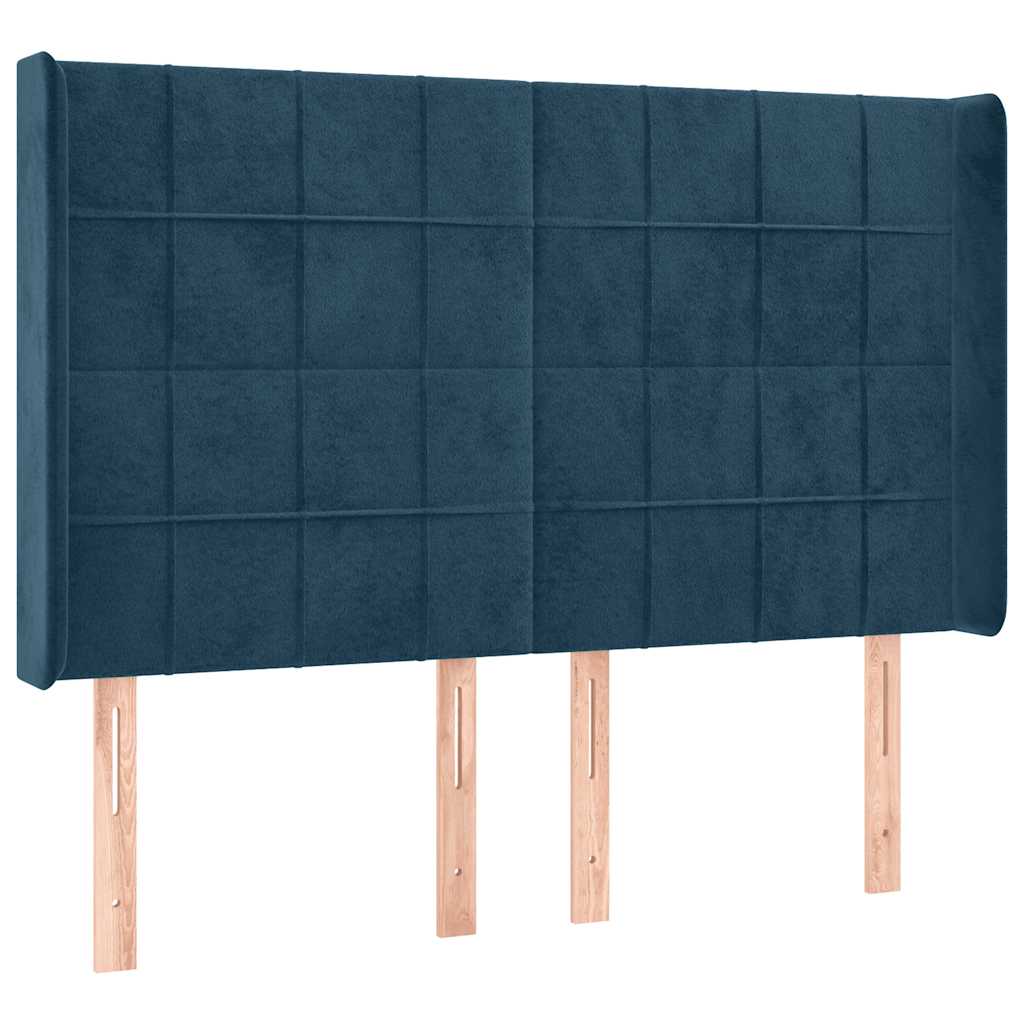 Kopfteil mit Ohren Dunkelblau 93x16x78/88 cm Samt