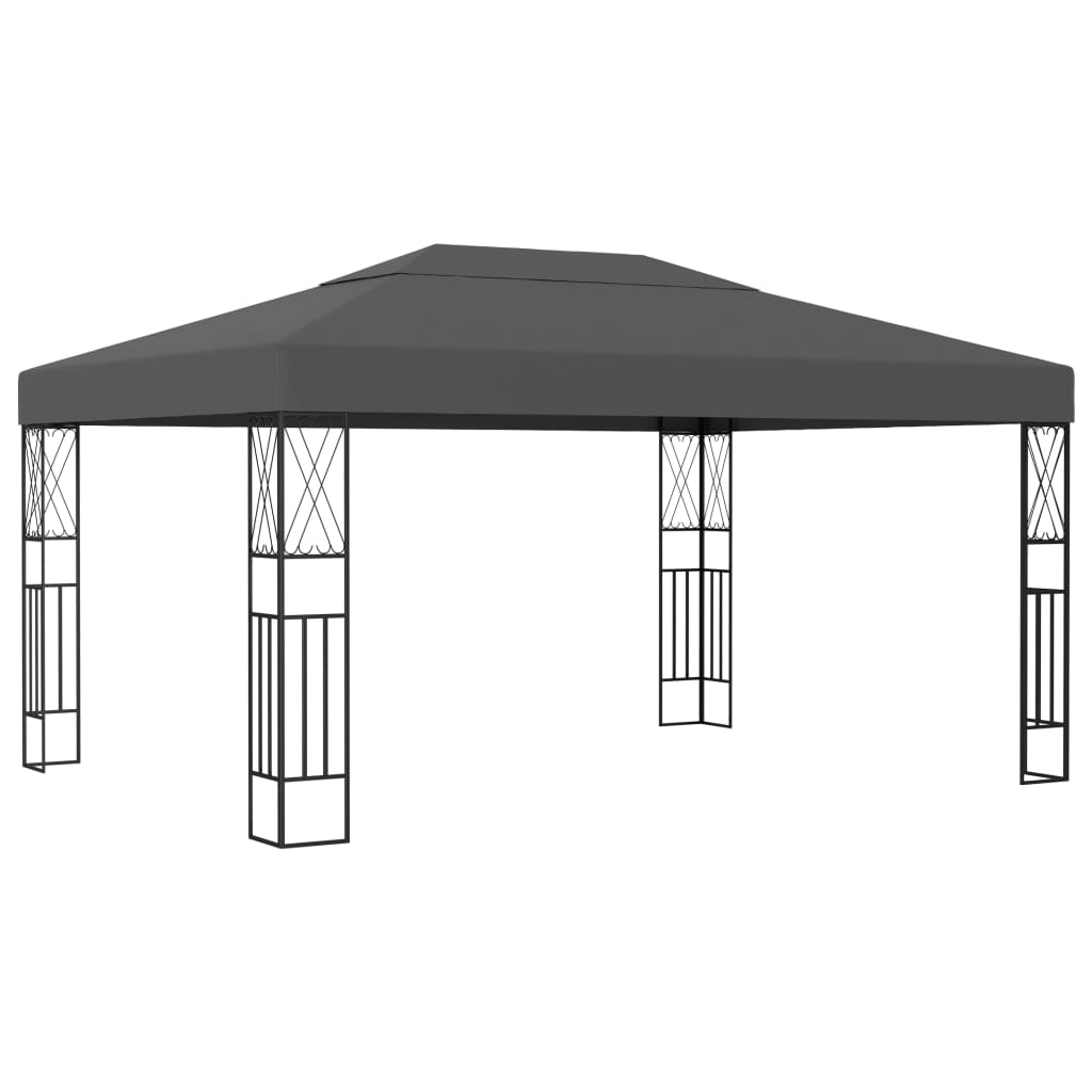Pavillon mit LED-Lichterkette 3x3 m Creme Stoff