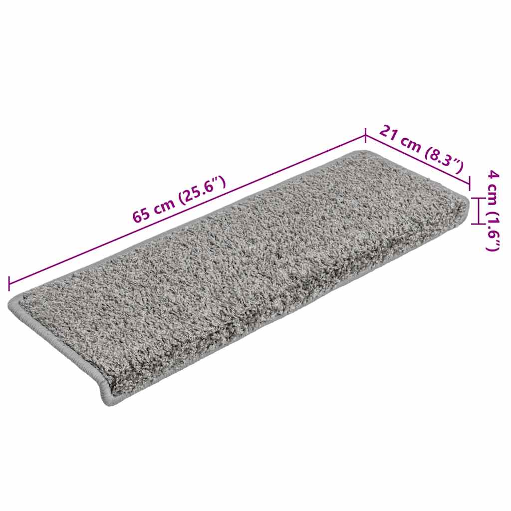 Stufenmatten 15 Stk. 65x21x4 cm Grau Rechteckiger Rand