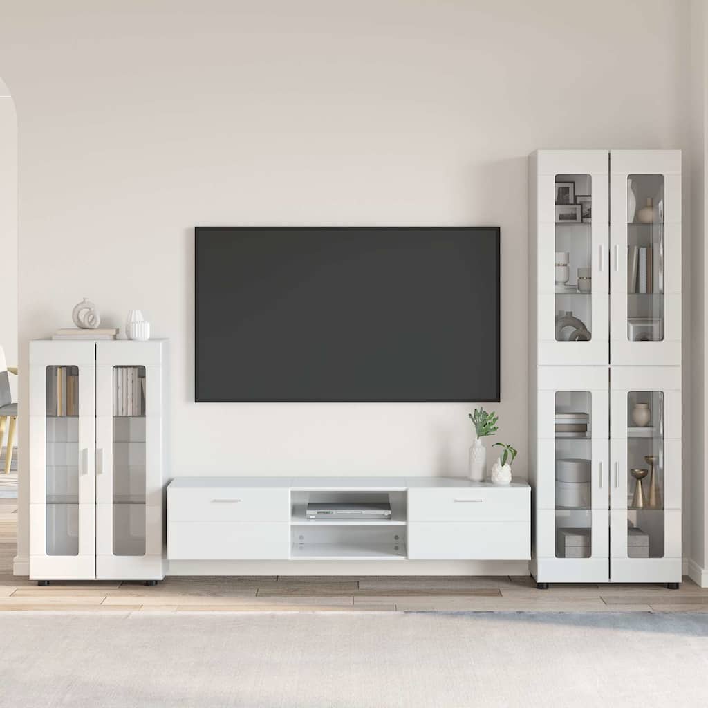 Highboard mit Regal FLORIN Weiß 60 x 35 x 182 cm Holzwerkstoff