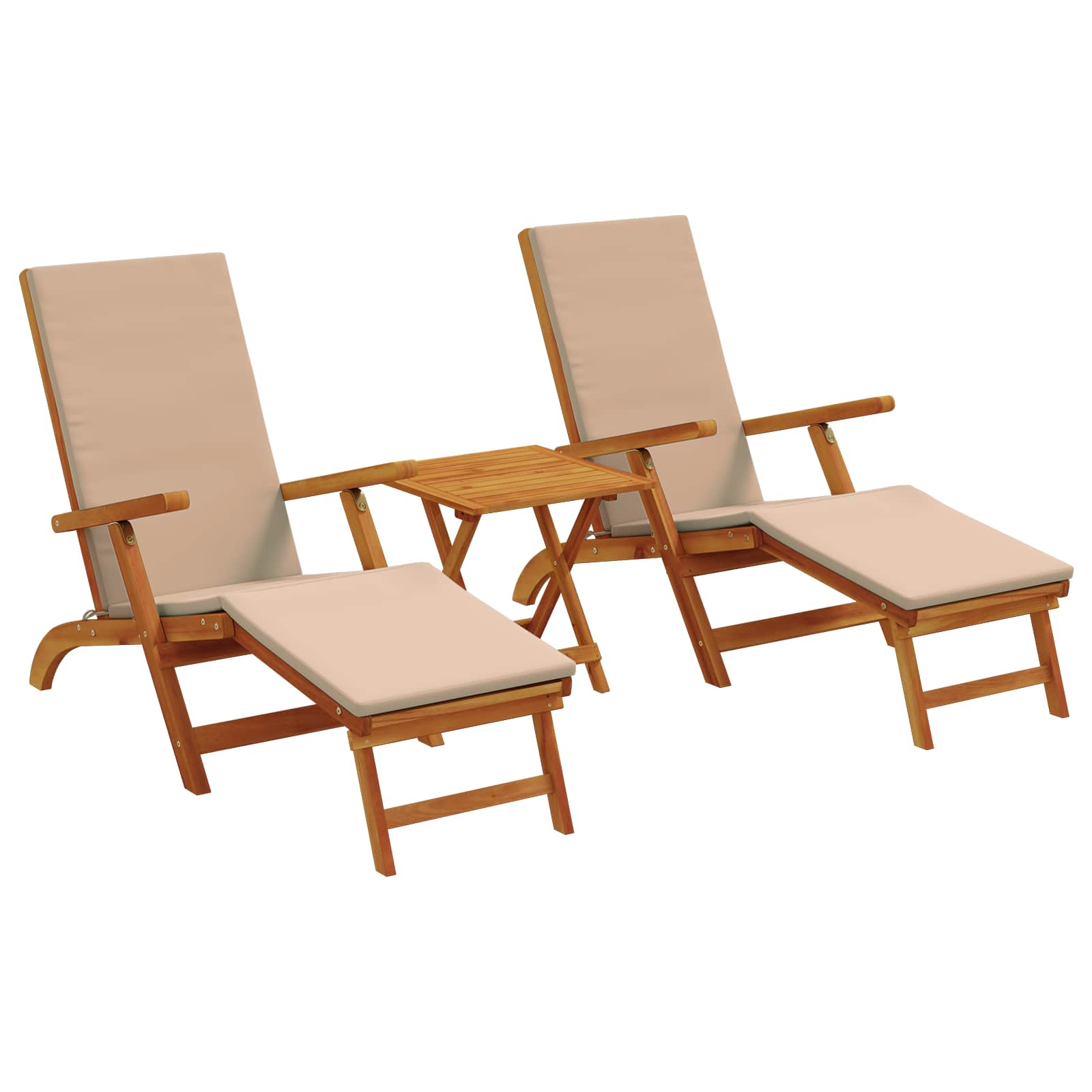 Gartenliege mit Fußteil und Tisch Massivholz Akazie