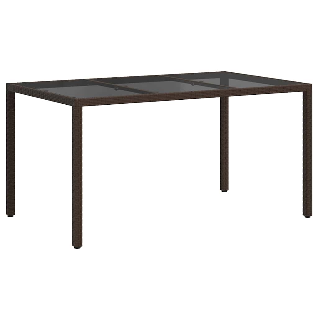 Gartentisch 150x90x75 cm Hartglas und Poly Rattan Grau
