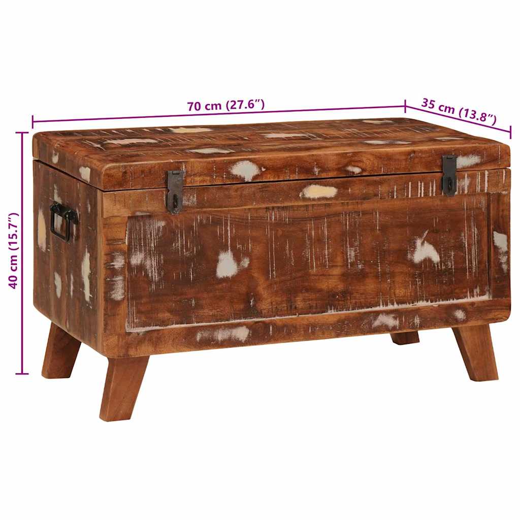 Aufbewahrungsbox mit Speicher 70 x 35 x 40 cm Massivholz Mango