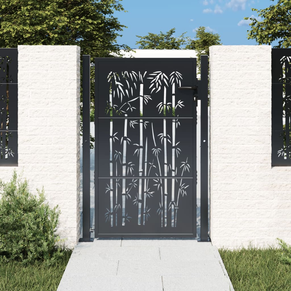 Gartentor Anthrazit 100x75 cm Stahl Bambus-Design