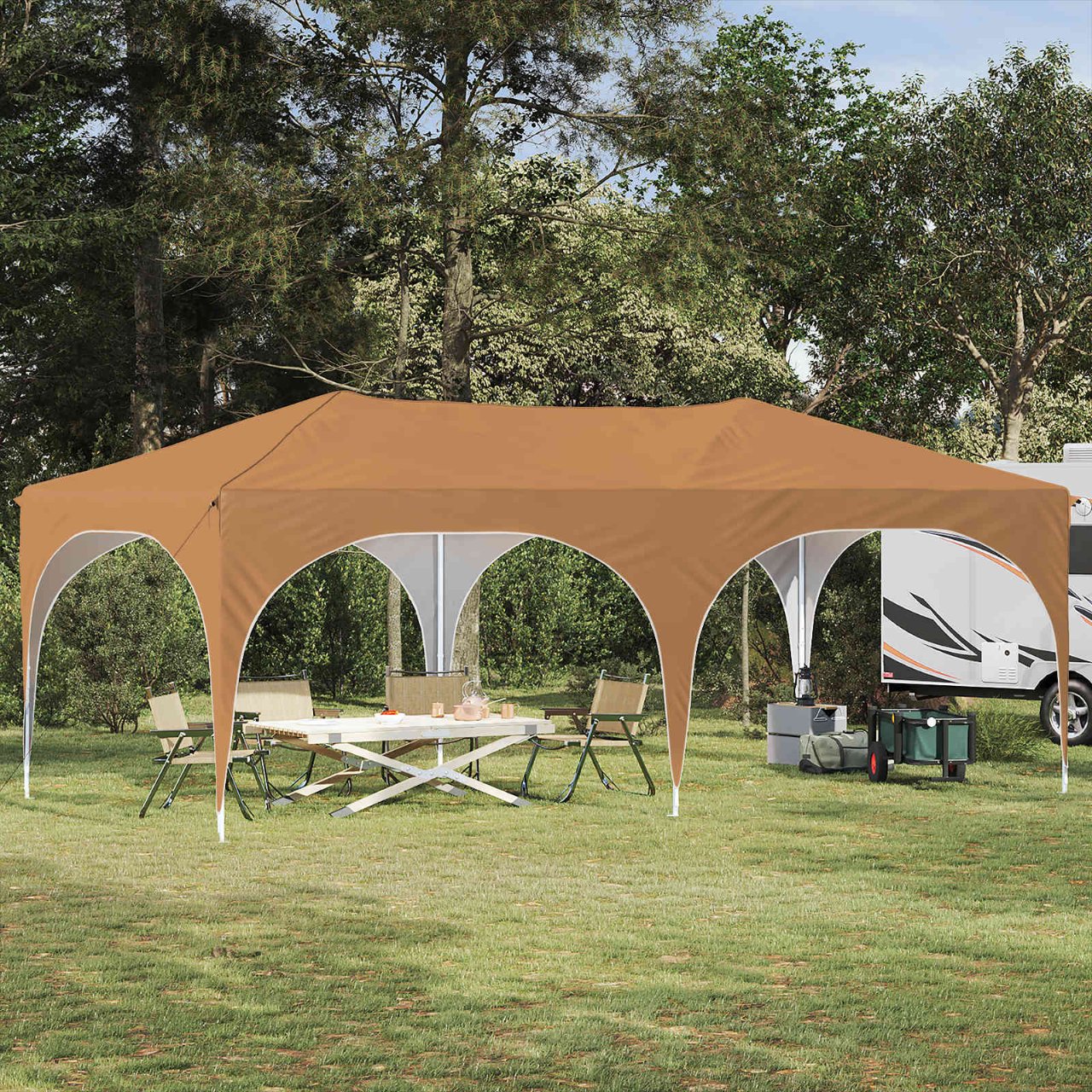 Pop-up Partyzelt 575 x 288 x 245 cm Creme Oxford-Stoff