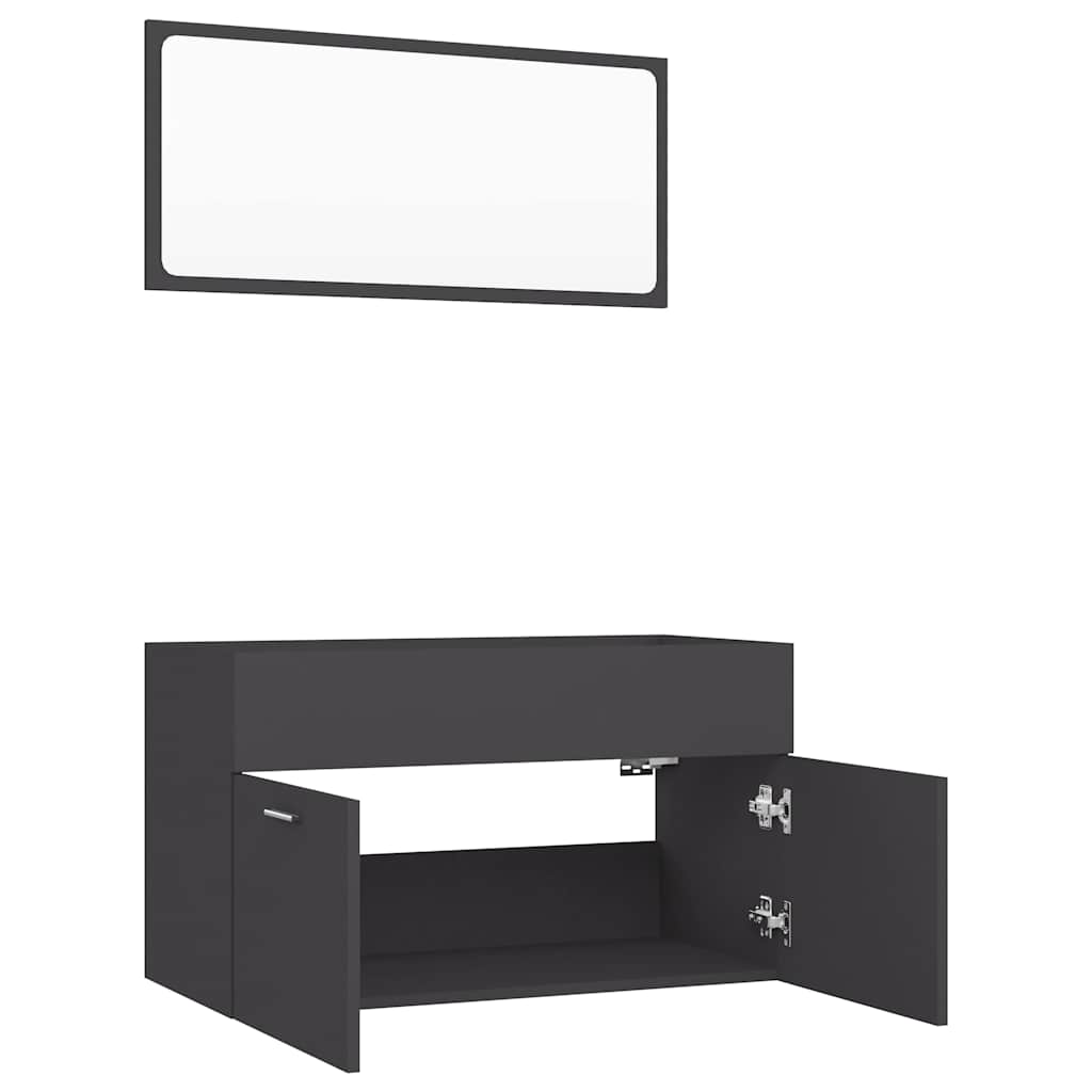 2-tlg. Badmöbel-Set Schwarz Holzwerkstoff