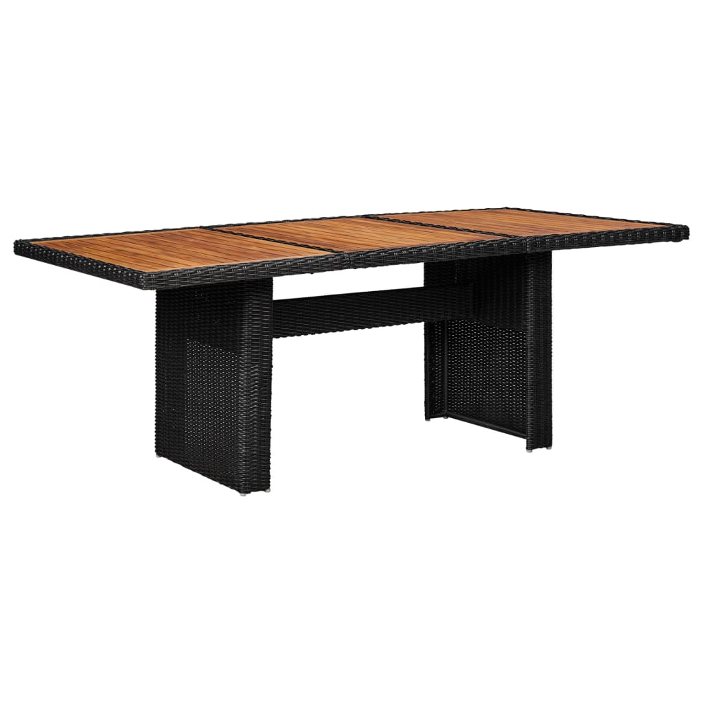 Garten-Esstisch Braun 200x100x74 cm Glas und Poly Rattan