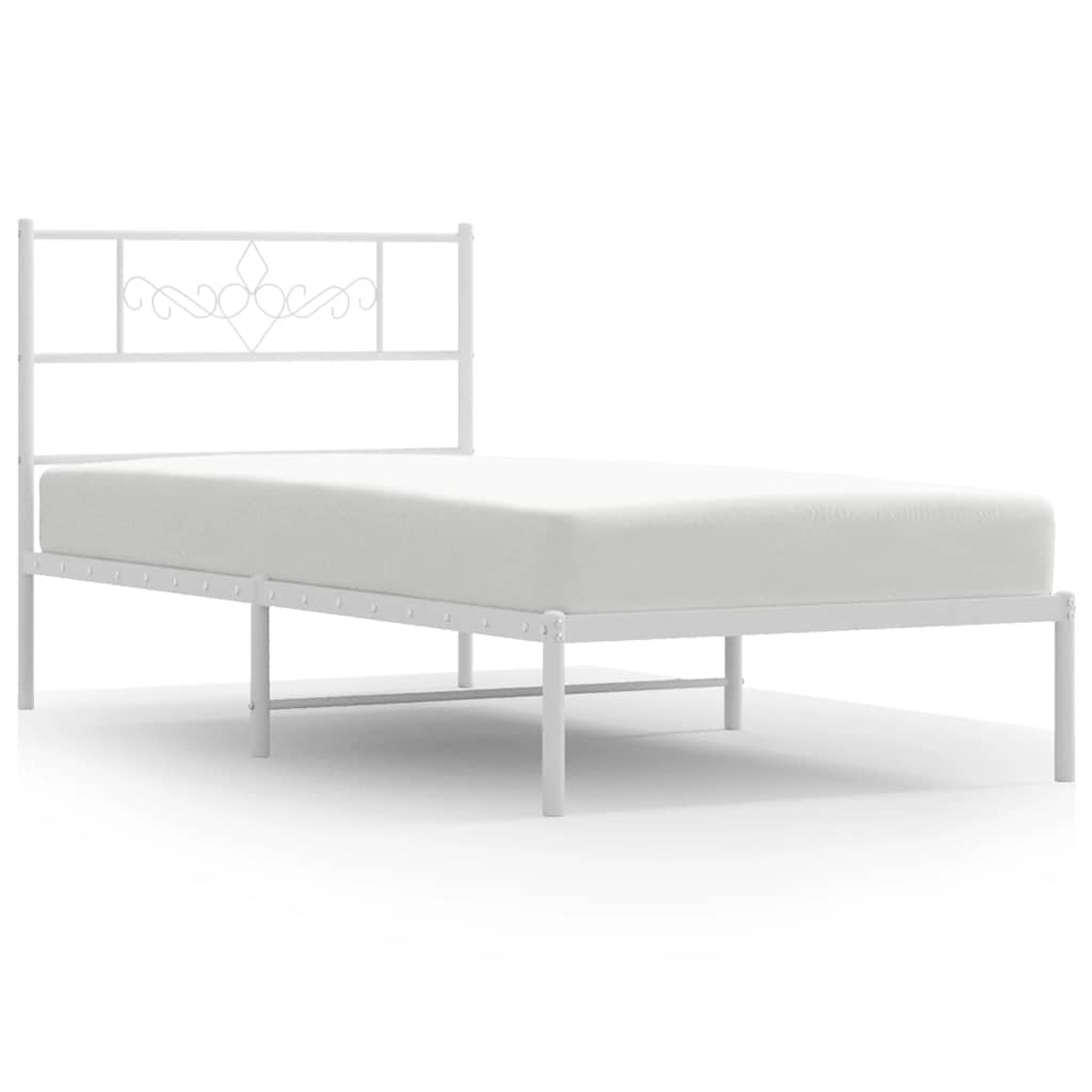 Bettgestell mit Kopfteil Metall Schwarz 100x190 cm