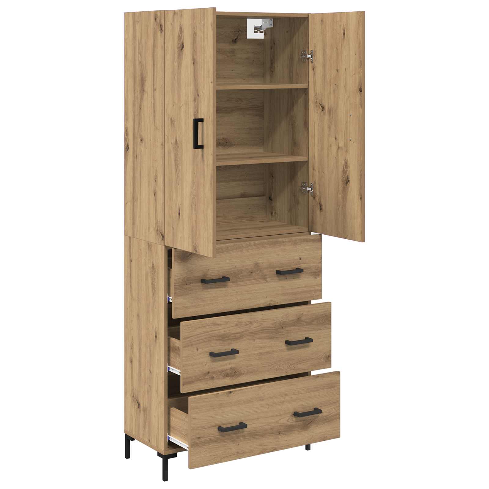 Highboard Betongrau 69,5x34x180 cm Holzwerkstoff