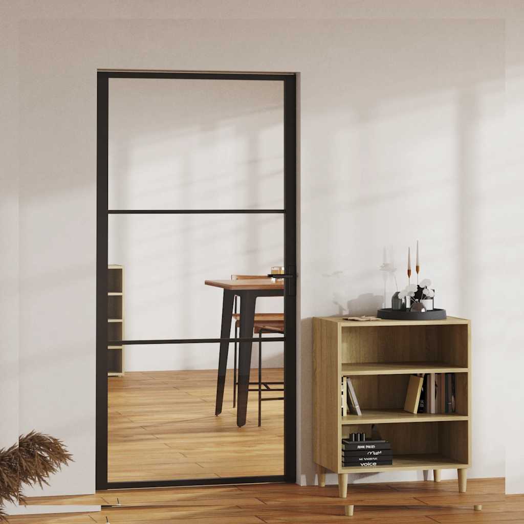 Innentür ESG Glas und Aluminium 76x201,5 cm Schwarz