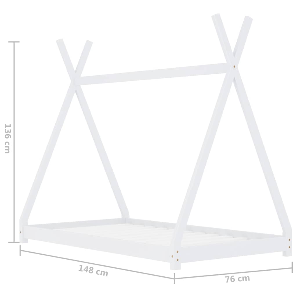 Kinder-Bettgestell Massivholz Kiefer 70 x 140 cm