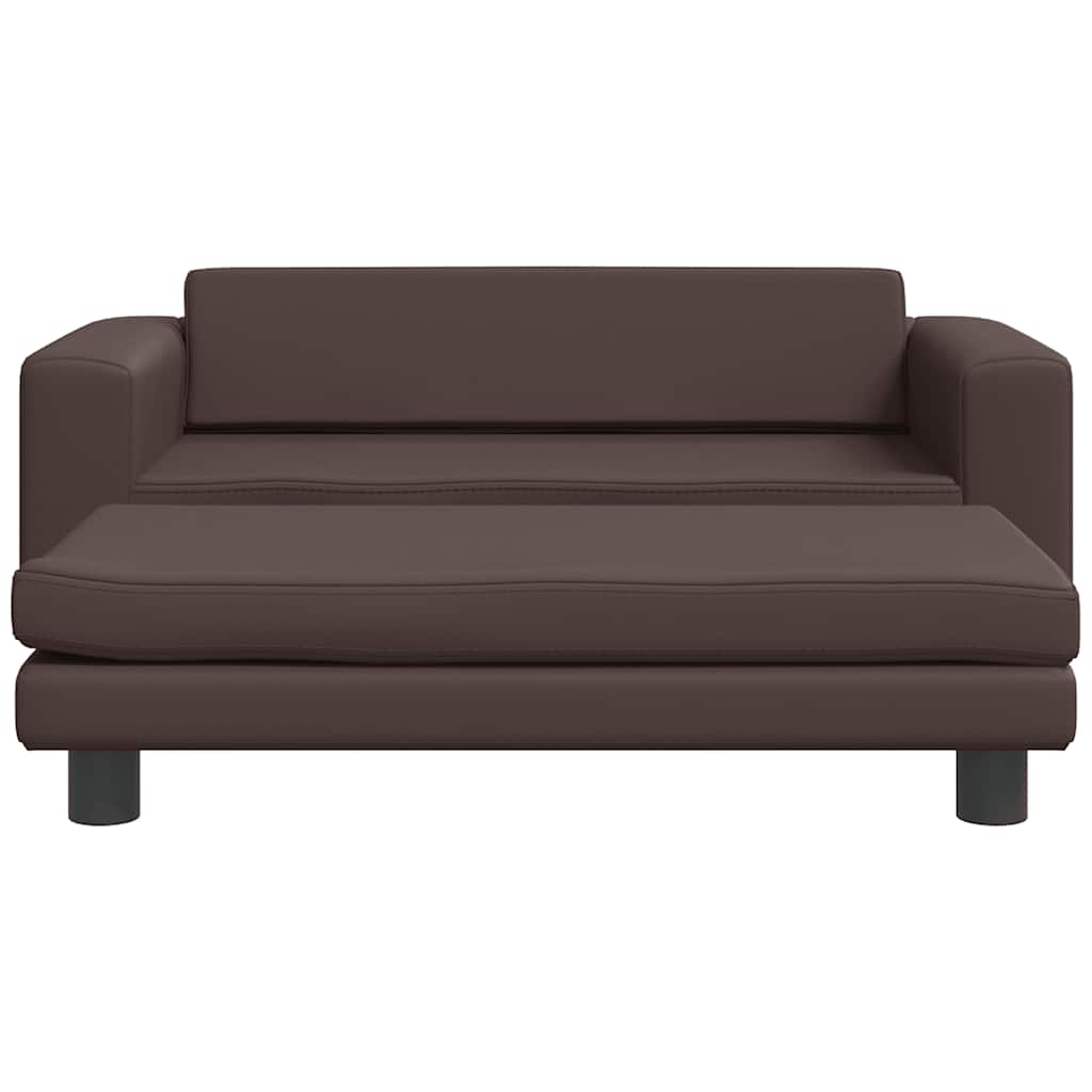 Kindersofa mit Hocker Creme 100x50x30 cm Kunstleder