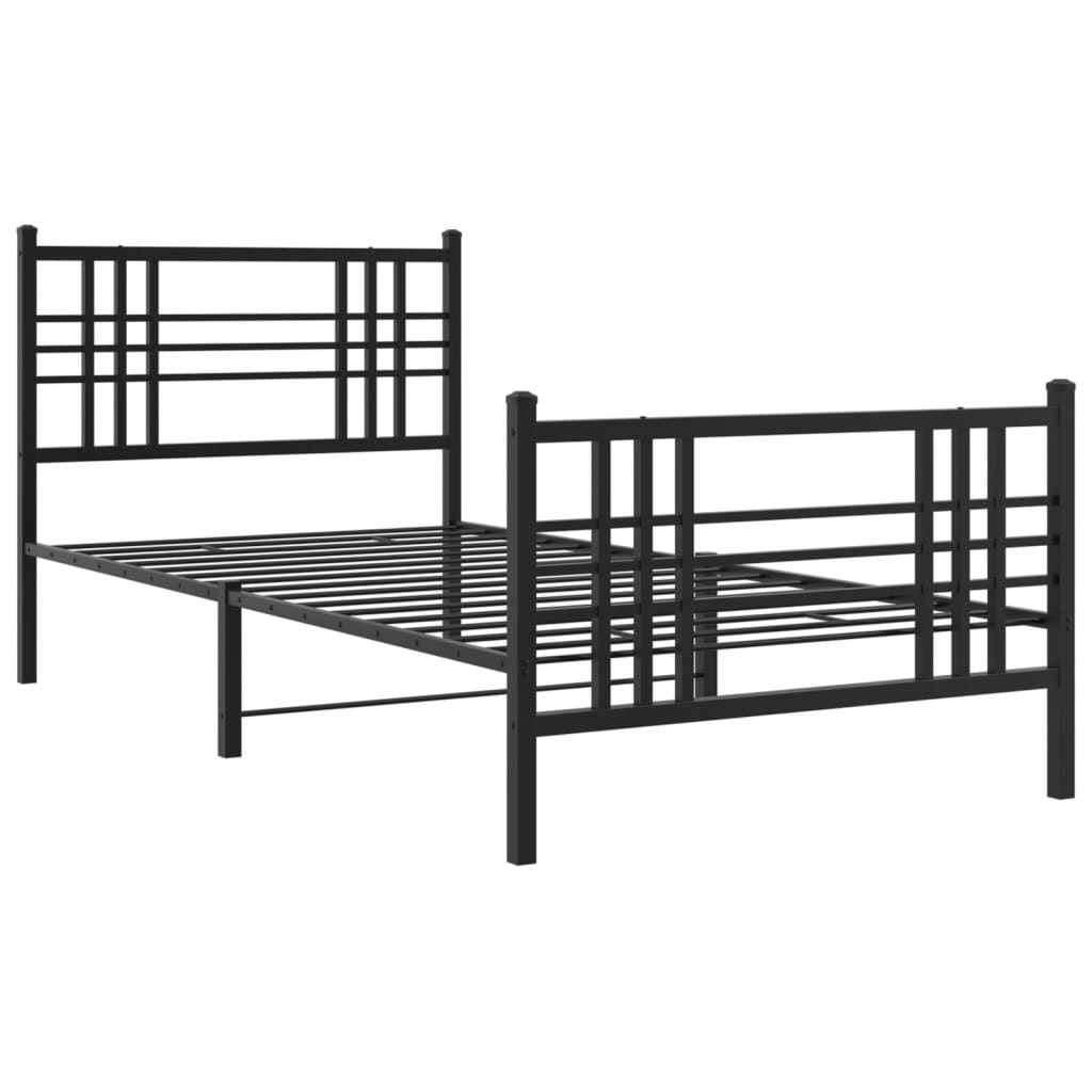 Bettgestell mit Kopf- und Fußteil Metall Schwarz 90x200 cm