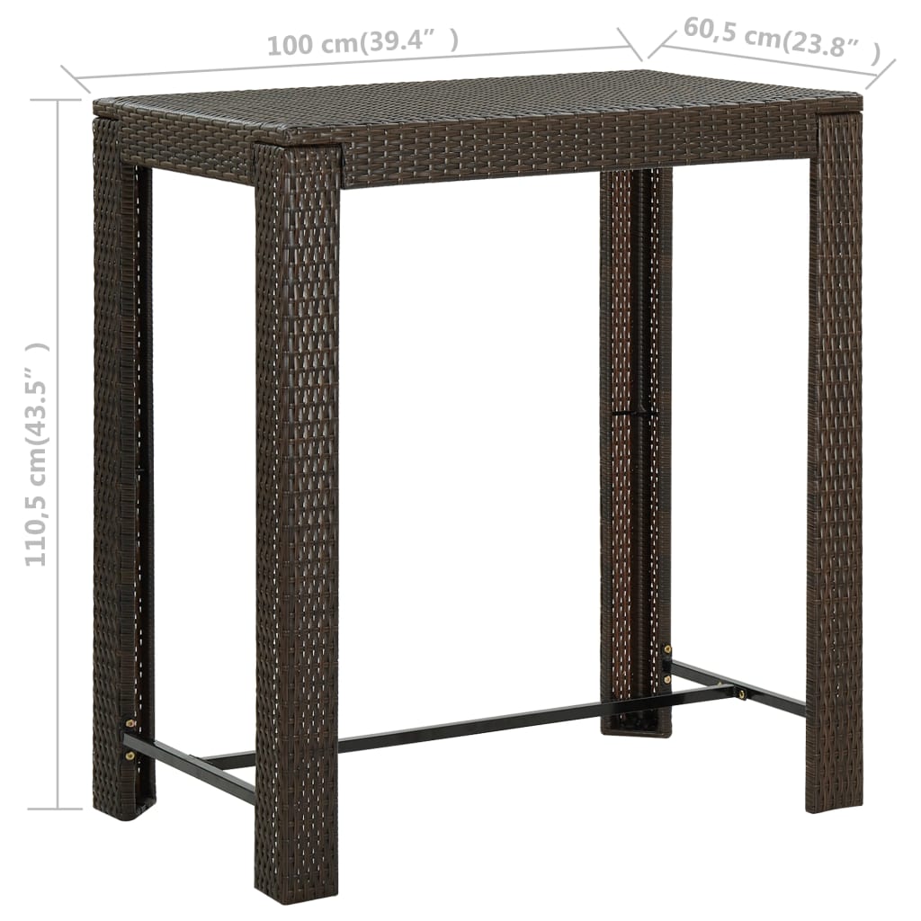 Garten-Bartisch Grau 60,5x60,5x110,5 cm Poly Rattan
