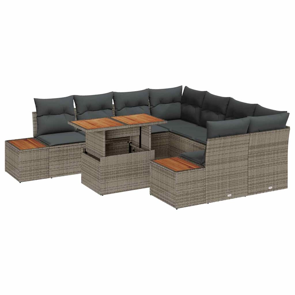 Garten Essgruppe mit Kissen 9 pcs Schwarz und Beige
