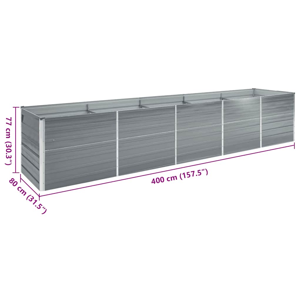 Hochbeet 160 x 80 x 77 cm Verzinkter Stahl Grau