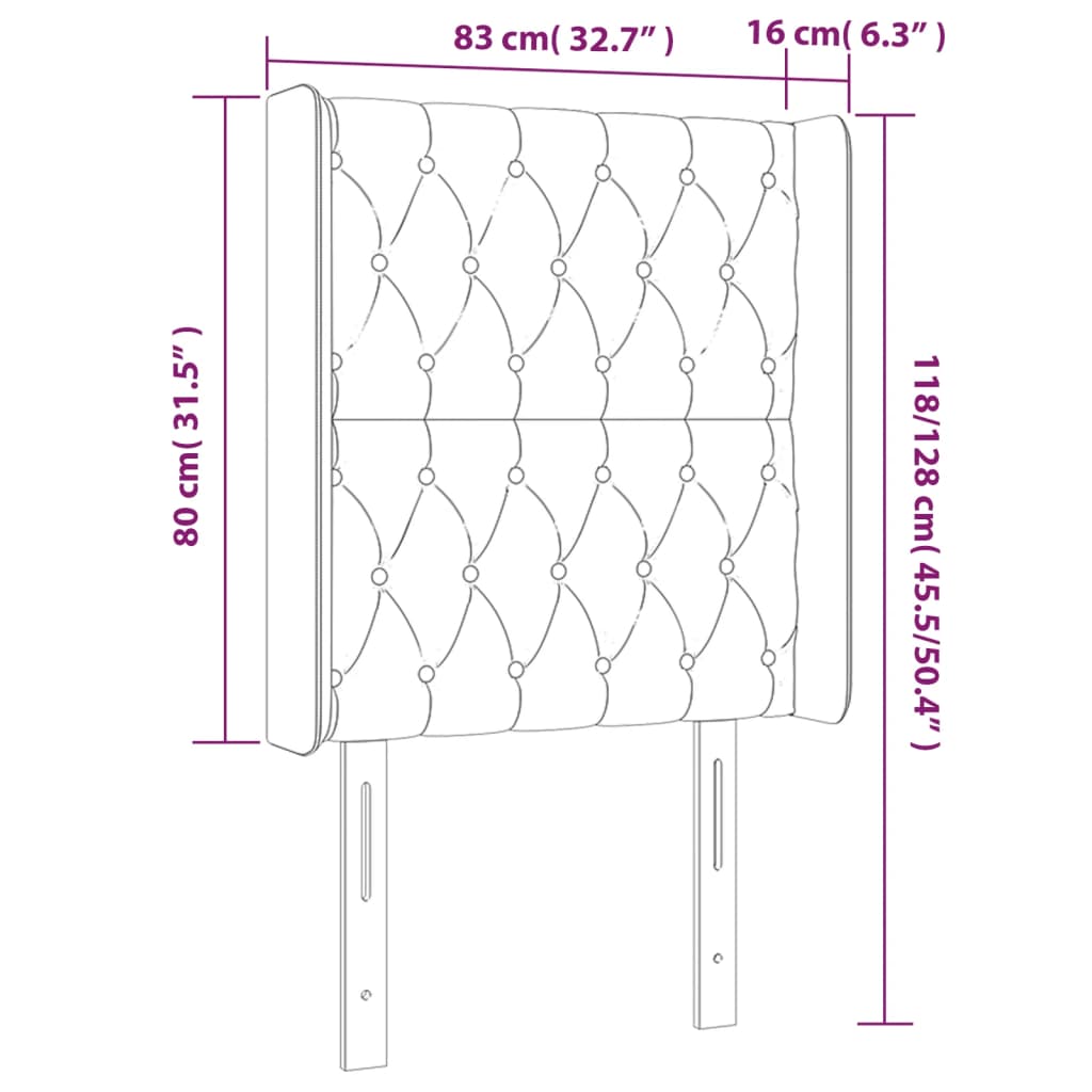 Kopfteil mit Ohren Dunkelblau 93x16x78/88 cm Samt