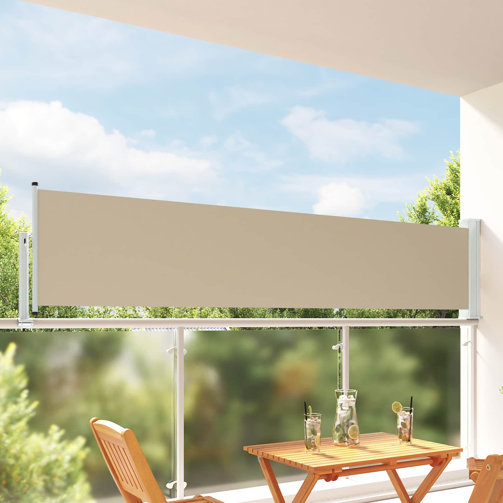 Seitenmarkise 60 x 300 cm 100% Polyester Eisen Stahl