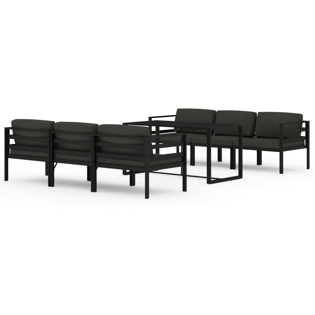 10-tlg. Garten-Lounge-Set mit Kissen Aluminium Anthrazit