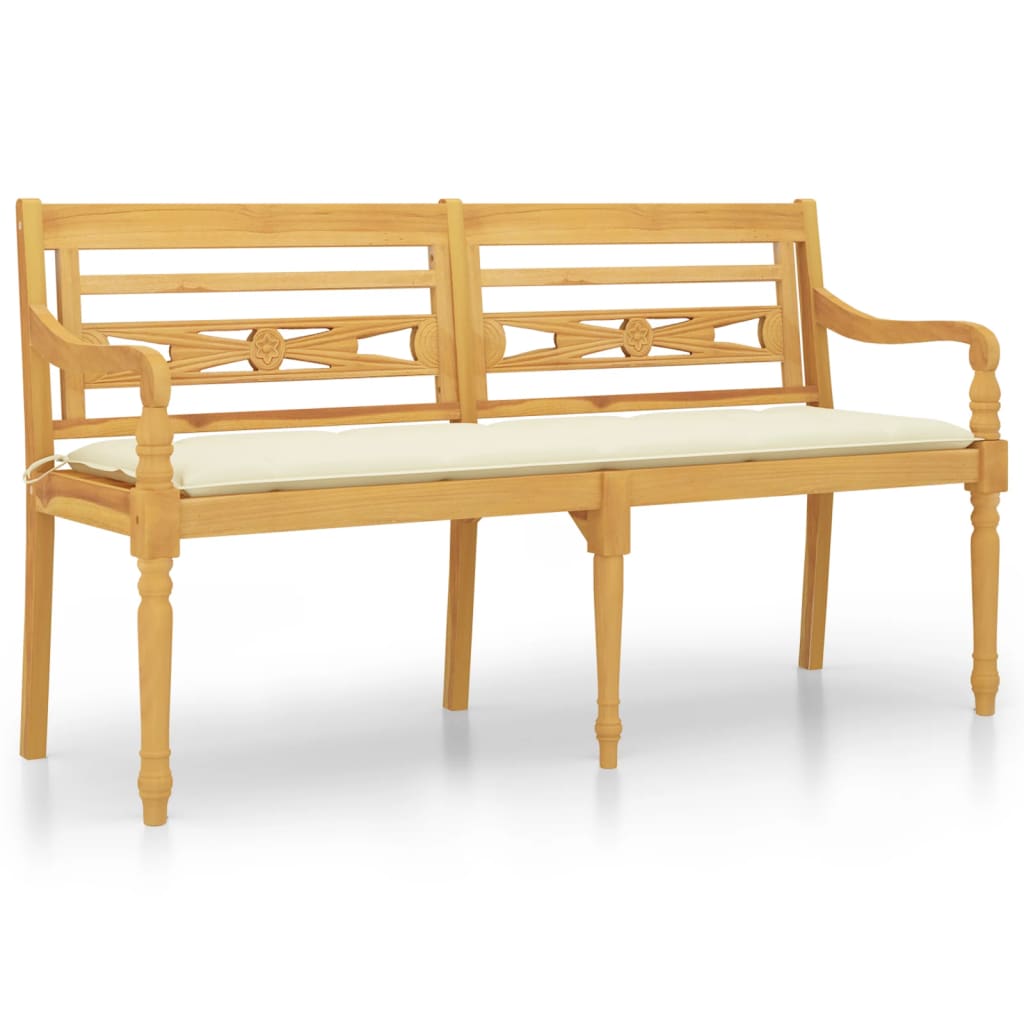 Batavia-Bank mit Anthrazit Kissen 150 cm Massivholz Teak