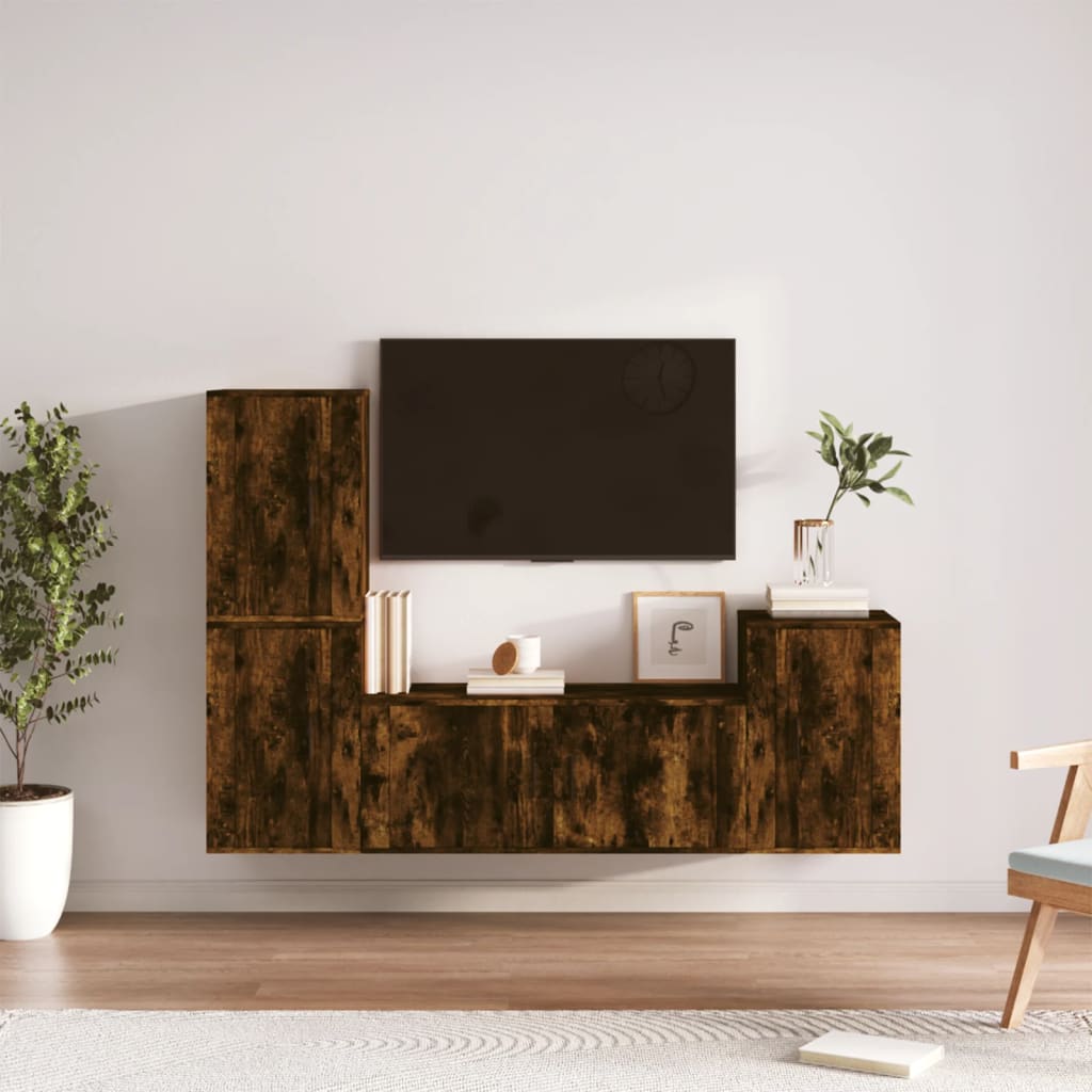 4-tlg. TV-Schrank-Set Weiß Holzwerkstoff