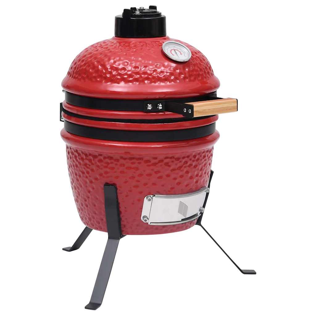 2-in-1 Kamado-Grill Smoker Keramik 56 cm Schwarz