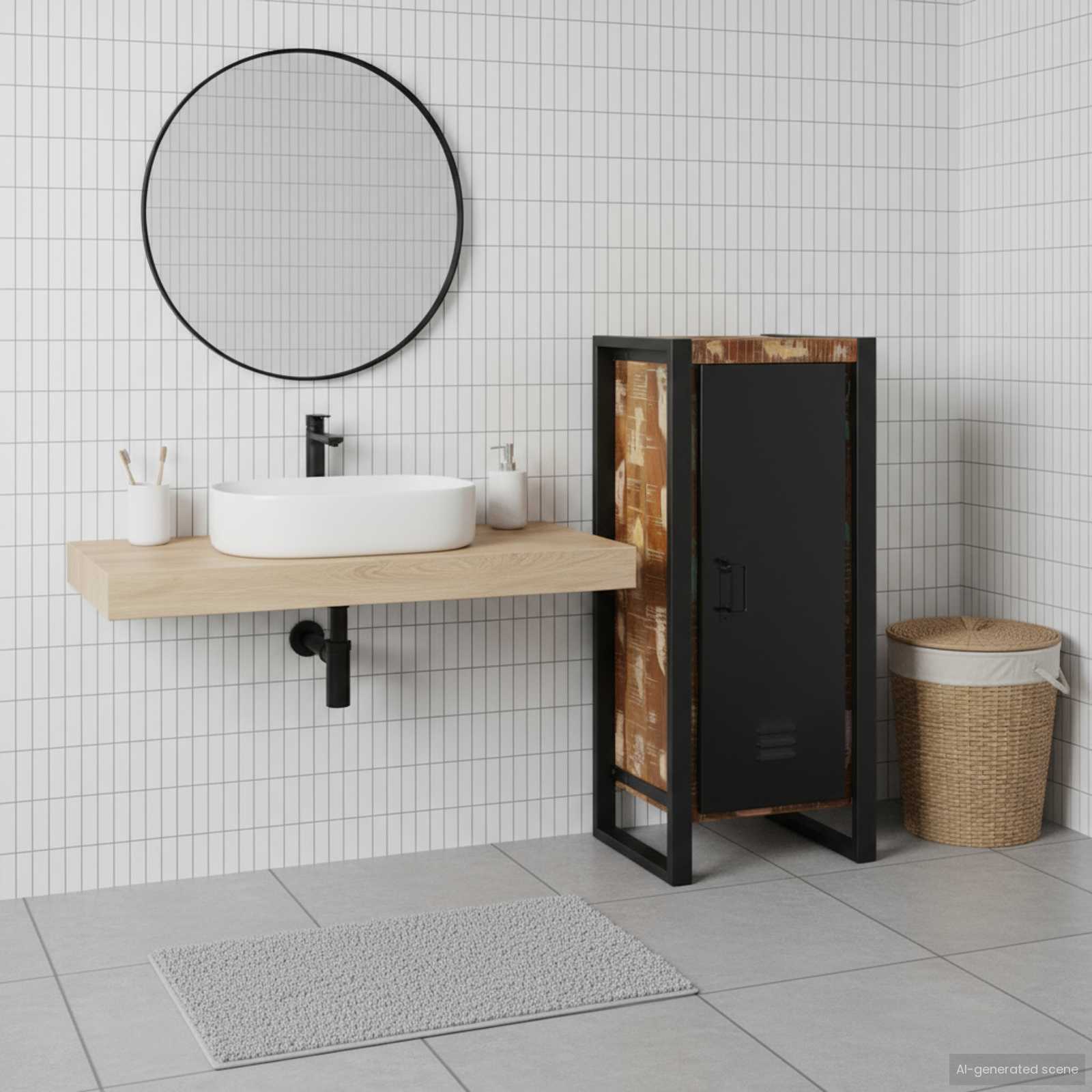 Badezimmerschrank Braun 40 x 35 x 90 cm Massivholz Mango
