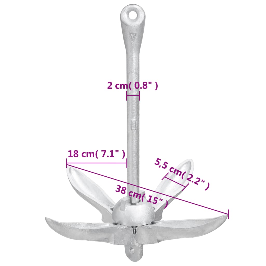 Klappanker Silber 0,7 kg Feuerverzinktes Gusseisen