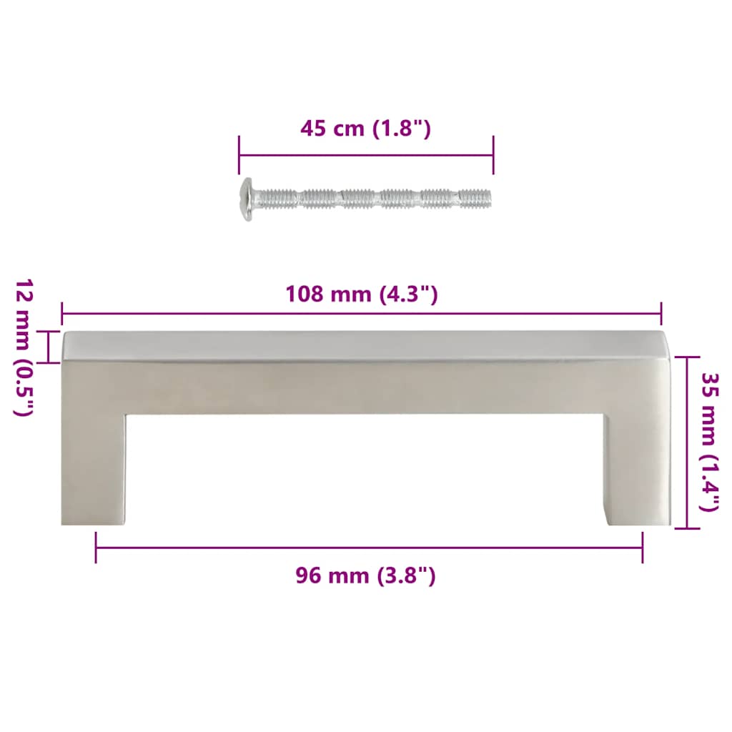Möbelgriffe 10 Stk. Silbern 64 mm Edelstahl