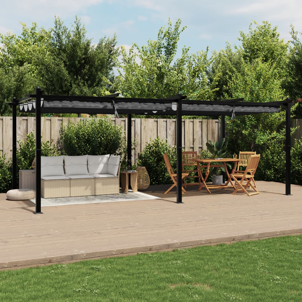 Gartenpavillon mit Ausziehbarem Dach Creme 3x6 m Aluminium