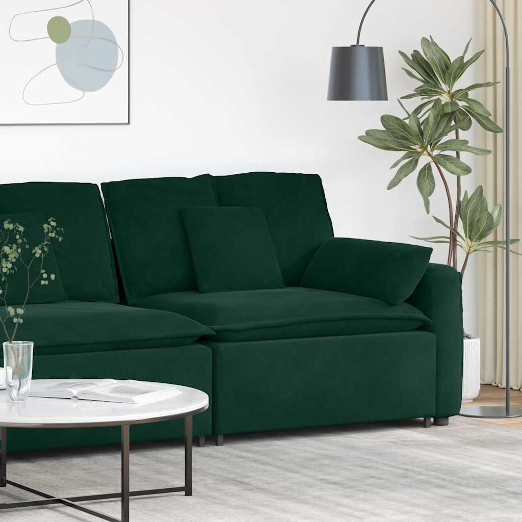 Modulares Sofa Endmodul mit Armlehne Kissen Blau 100 cm